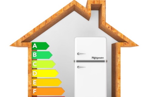 Afbeelding die de energieprestaties van een koelkast illustreert.